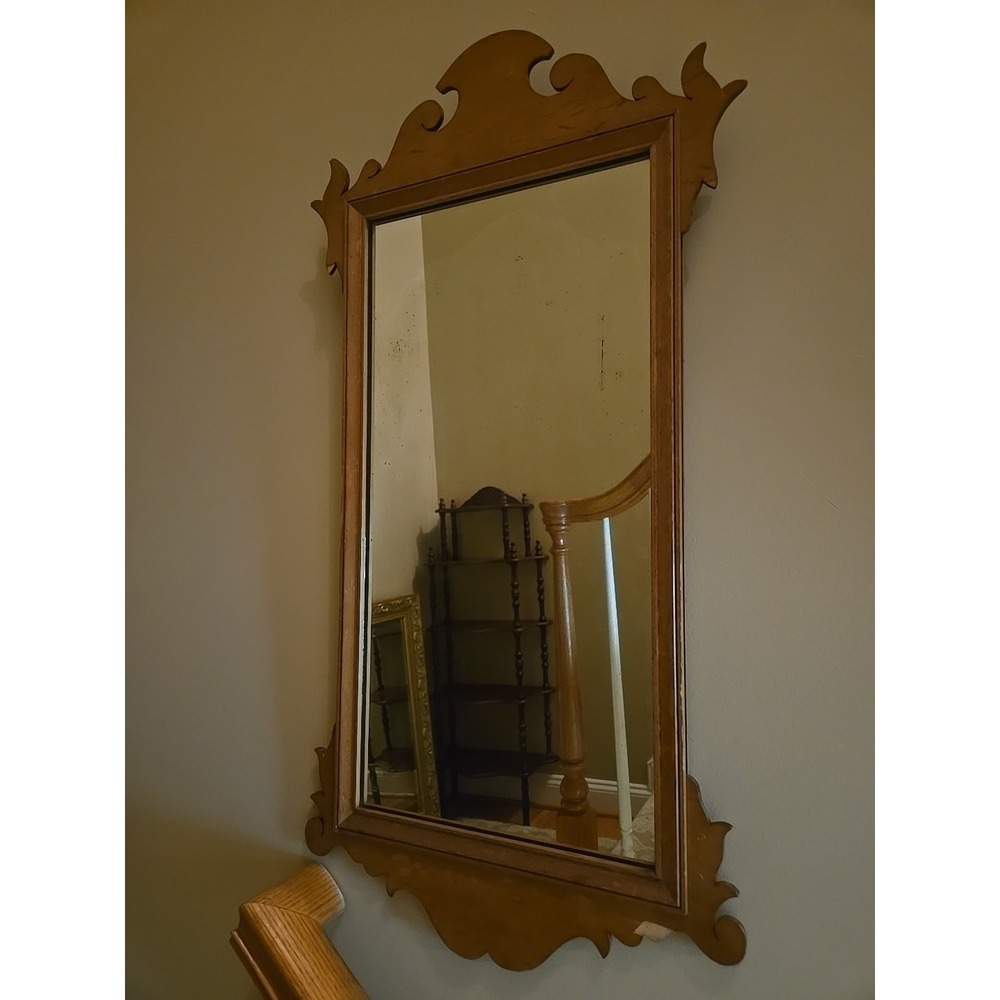 Antique Vintage Maple Chippendale Glass Mirror